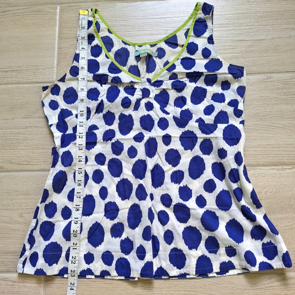 Boden Women's White And Blue Polka Dot Cotton V-neck Tank Top - Size 10 - Picture 6 of 10